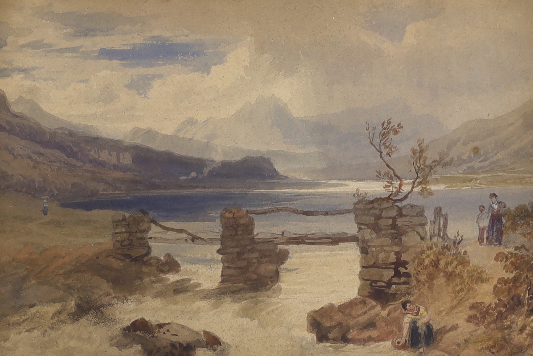 Henry Gastineau R.W.S (1790-1876), watercolour, ‘’Bridge at Capel Curig, North Wales’’, signed and inscribed to label verso, 20 x 30cm, ornate gilt framed